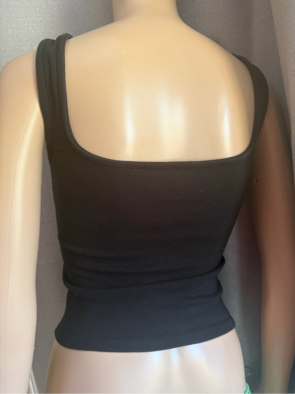 Zara Black Ribbed Square-Neck Tank - Picture 3 of 5